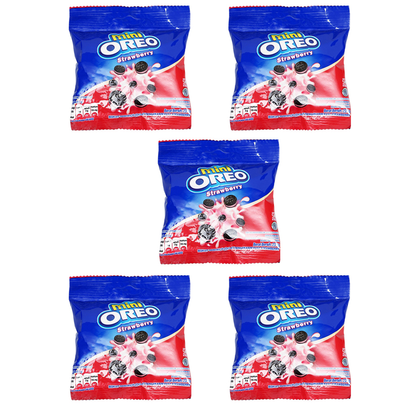 Печенье Oreo мини с клубничным кремом, 5 шт по 20,4 г