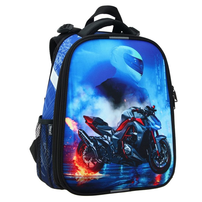 

Рюкзак каркасный Probag «Мото» 38 х 30 х 16 см, эргономичная спинка, чёрный/синий