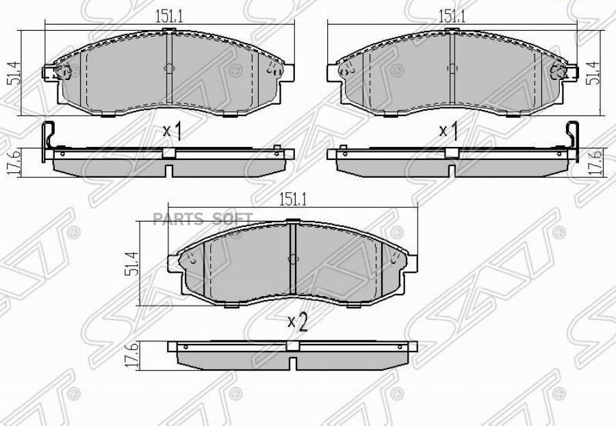 

Колодки тормозные перед MITSUBISHI L200 01-07 SAT STMR527550