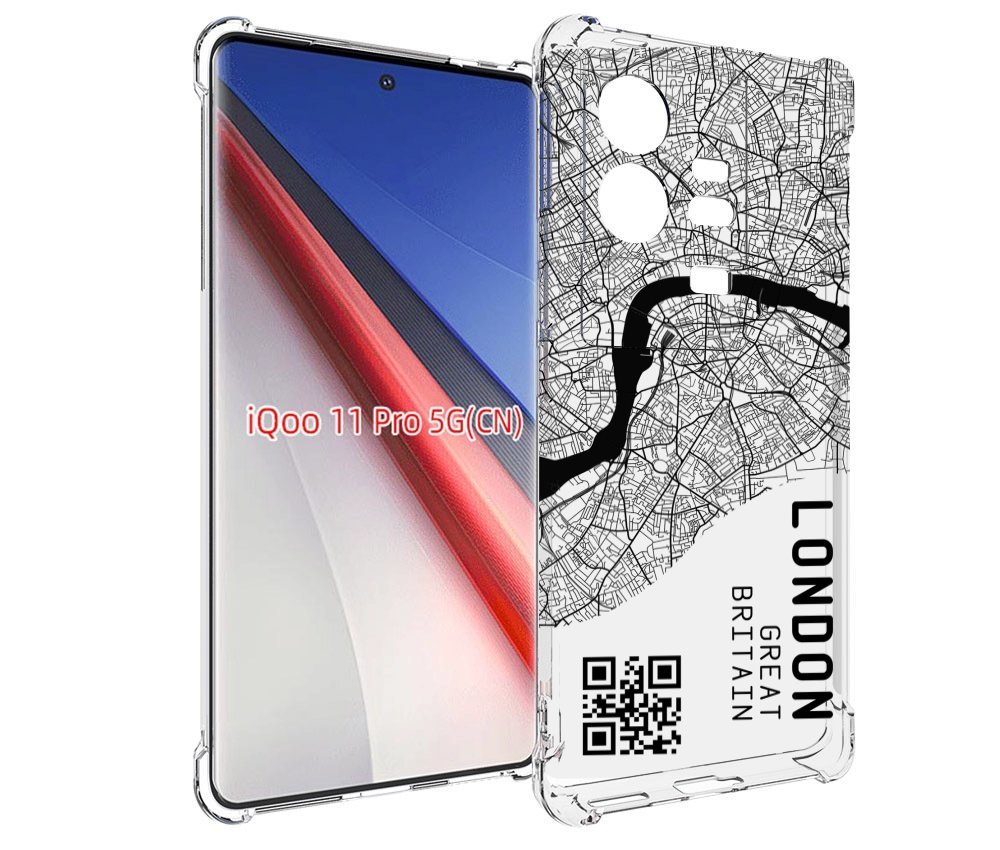 

Чехол бампер MyPads схема-лондон для Vivo iQOO 11 Pro противоуда..., Прозрачный, Tocco