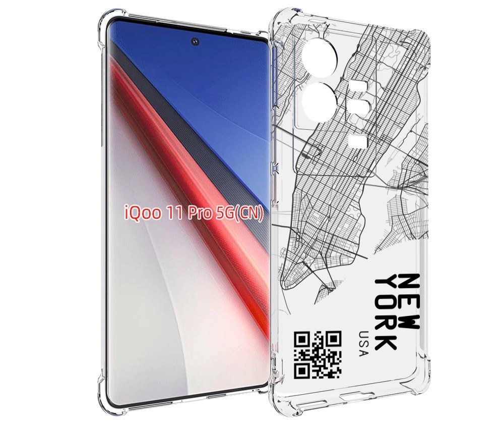 

Чехол бампер MyPads схема-нью-йорк для Vivo iQOO 11 Pro противоу..., Прозрачный, Tocco