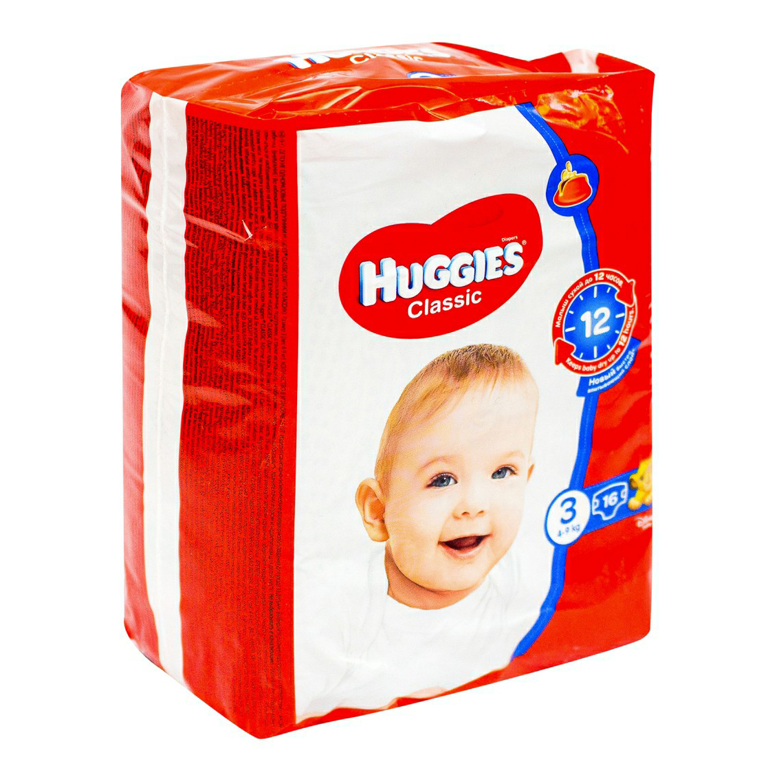 Подгузники Huggies Classic 3 (4-9 кг), 16 шт