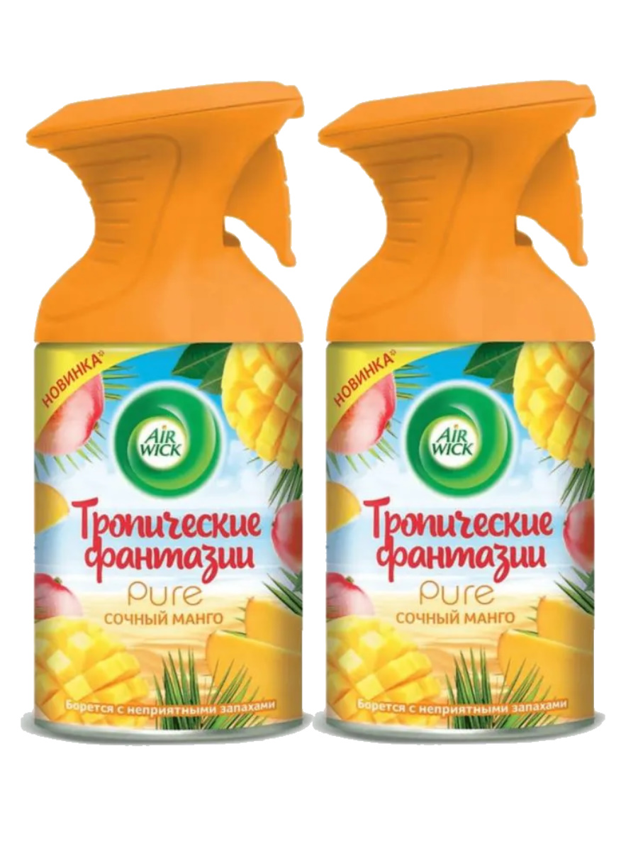 

Комплект Аэрозоль-освежитель воздуха Air Wick Pure Тропические фантазии Спелый манго, 22-012 Pure