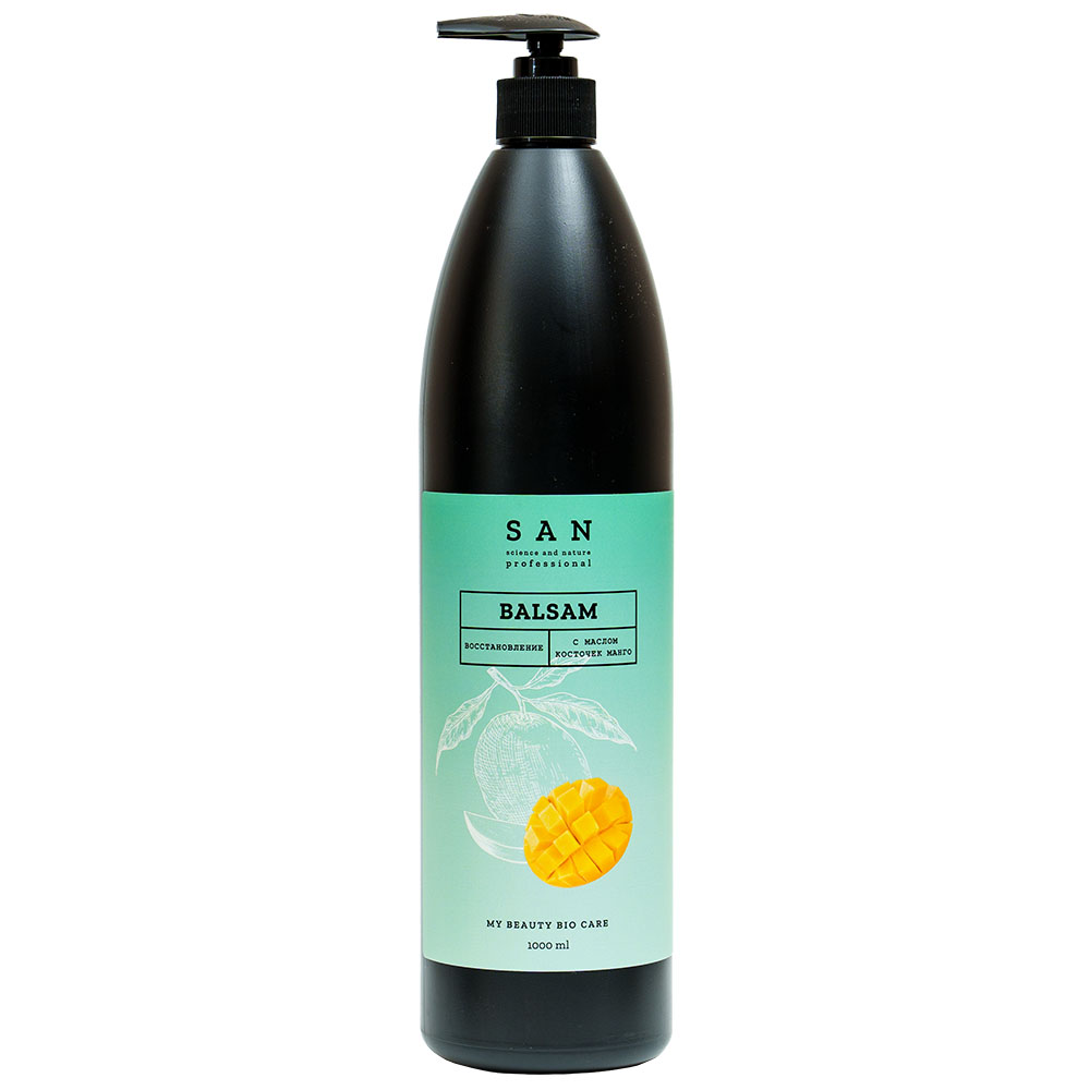 фото Бальзам для волос san professional восстанавливающий с маслом косточек манго 1000мл