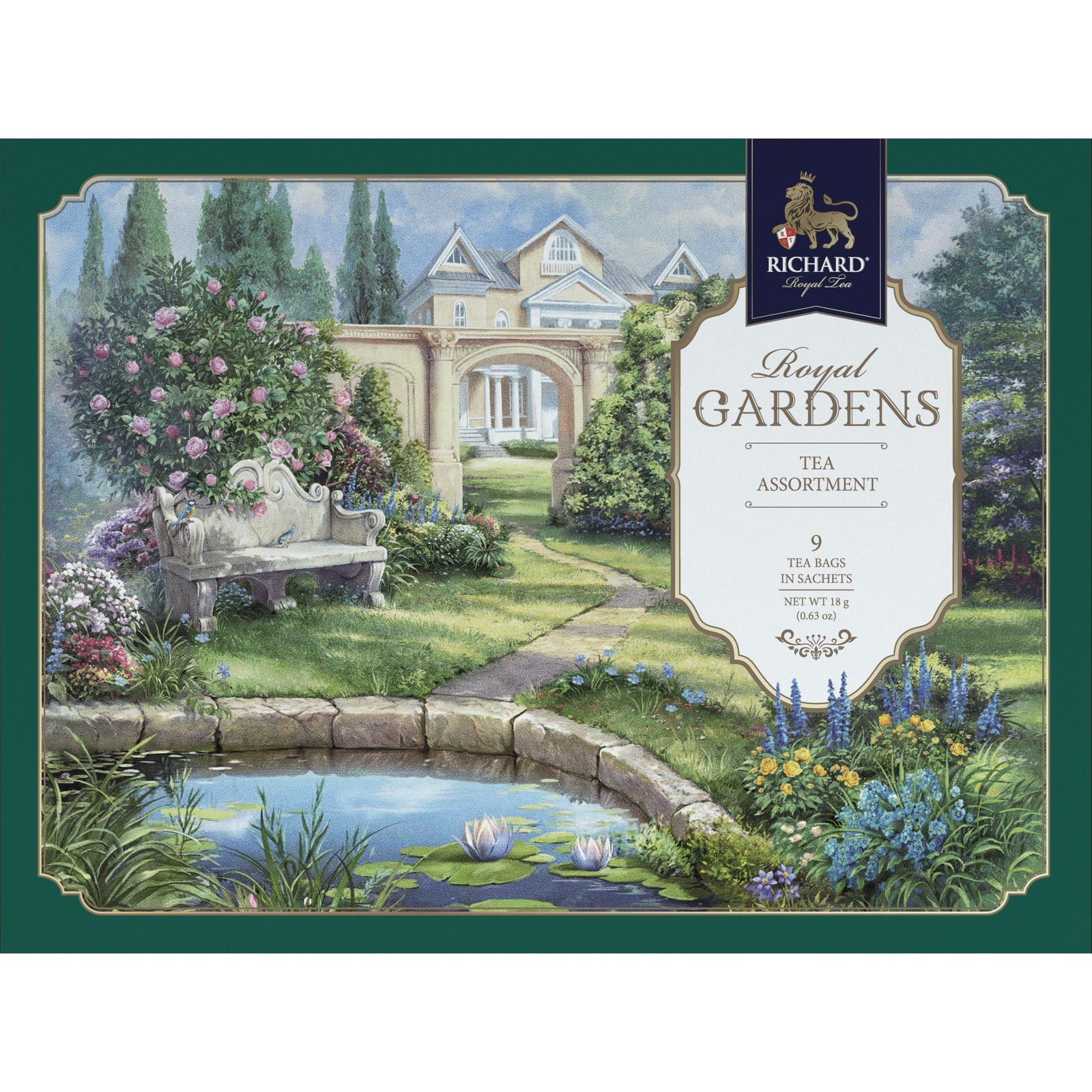 фото Набор чая richard royal gardens/tea assortiment, цвет: зеленый, 9 сашетов, 3 вида