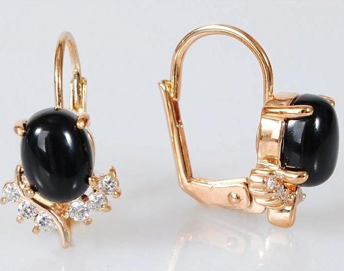 

Серьги из ювелирного сплава Lotus Jewelry 40E-43on, оникс/циркон, 40E-43on