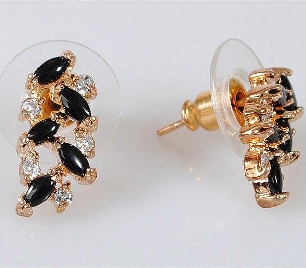 

Серьги из ювелирного сплава Lotus Jewelry 5E-205on, оникс/циркон, 5E-205on