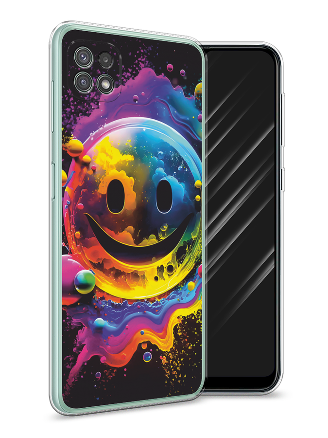 

Чехол Awog на Samsung Galaxy A22s 5G "Кислотный смайл", Фиолетовый;желтый;синий, 2104250-1