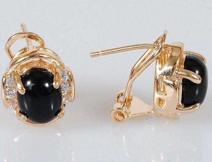 

Серьги из ювелирного сплава Lotus Jewelry 70E-52on, оникс/циркон, 70E-52on