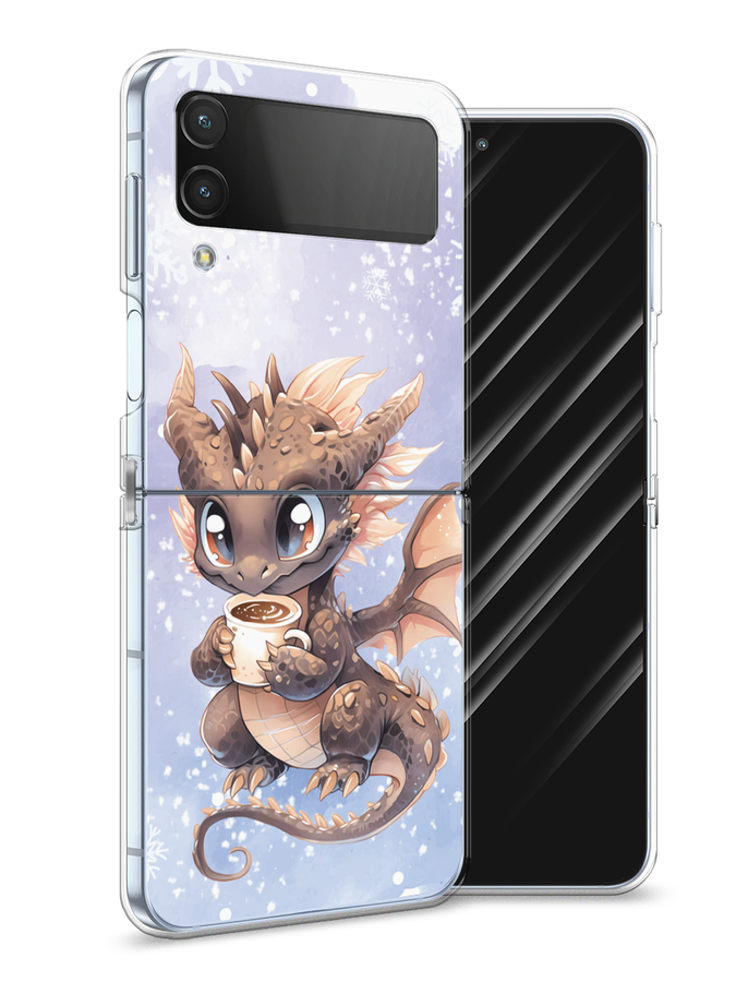 

Чехол Awog на Samsung Galaxy Z Flip 4 "Дракончик с кружкой тёмный", Бежевый;розовый;серый, 2106650-1