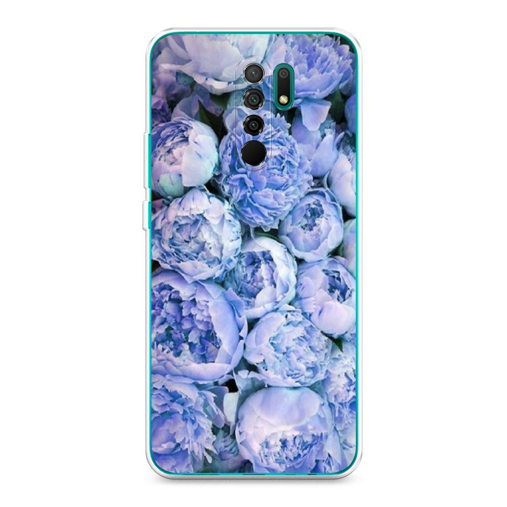 

Чехол Awog на Xiaomi Redmi 9 "Пионы голубые", Разноцветный, 38350-8