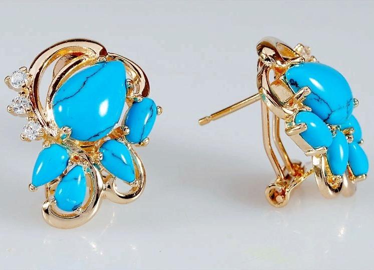 

Серьги из ювелирного сплава Lotus Jewelry 3037E-07tq, бирюза/циркон, 3037E-07tq