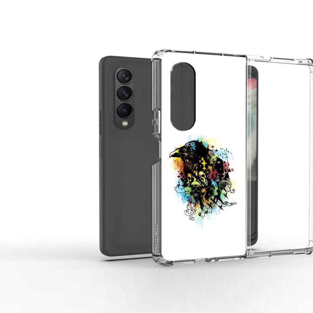 

Чехол MyPads Tocco для Samsung Galaxy Z Fold2 ворон и черепа, Прозрачный, Tocco