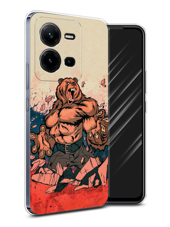 

Чехол Awog на Vivo V25 / Виво V25 "Медведь с флагом РФ", Коричневый;синий;красный