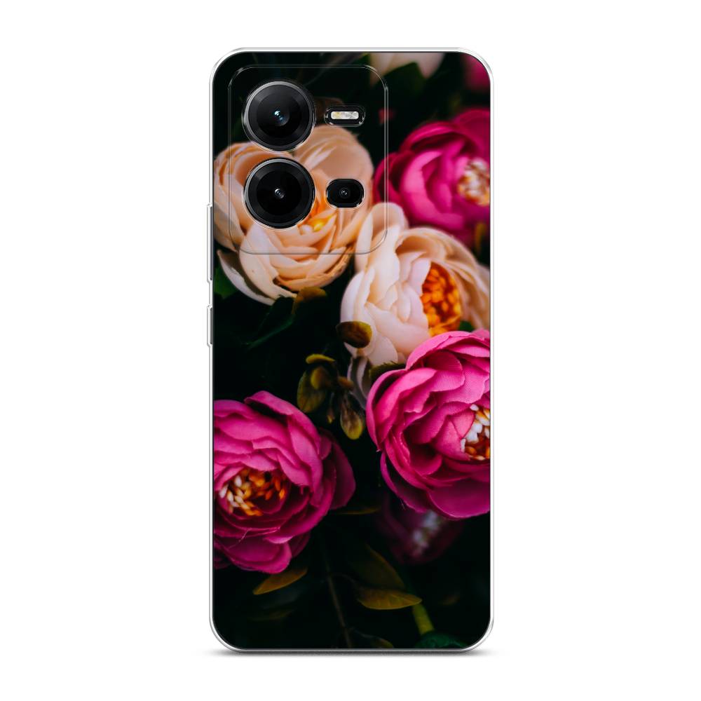 

Чехол Awog на Vivo V25 / Виво V25 "Розовые пионы на черном", Розовый;черный
