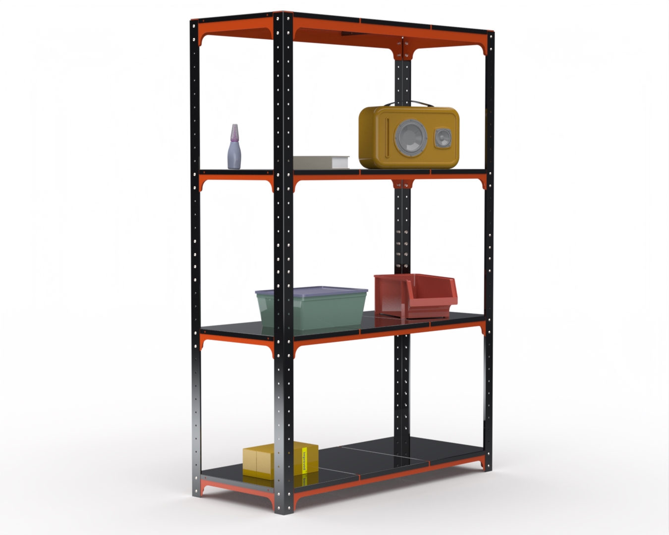 

Стеллаж Metalex Kit Comfort 1800х1400х400 4 полки, оранжево-чёрный, Оранжевый, Kit Comfort