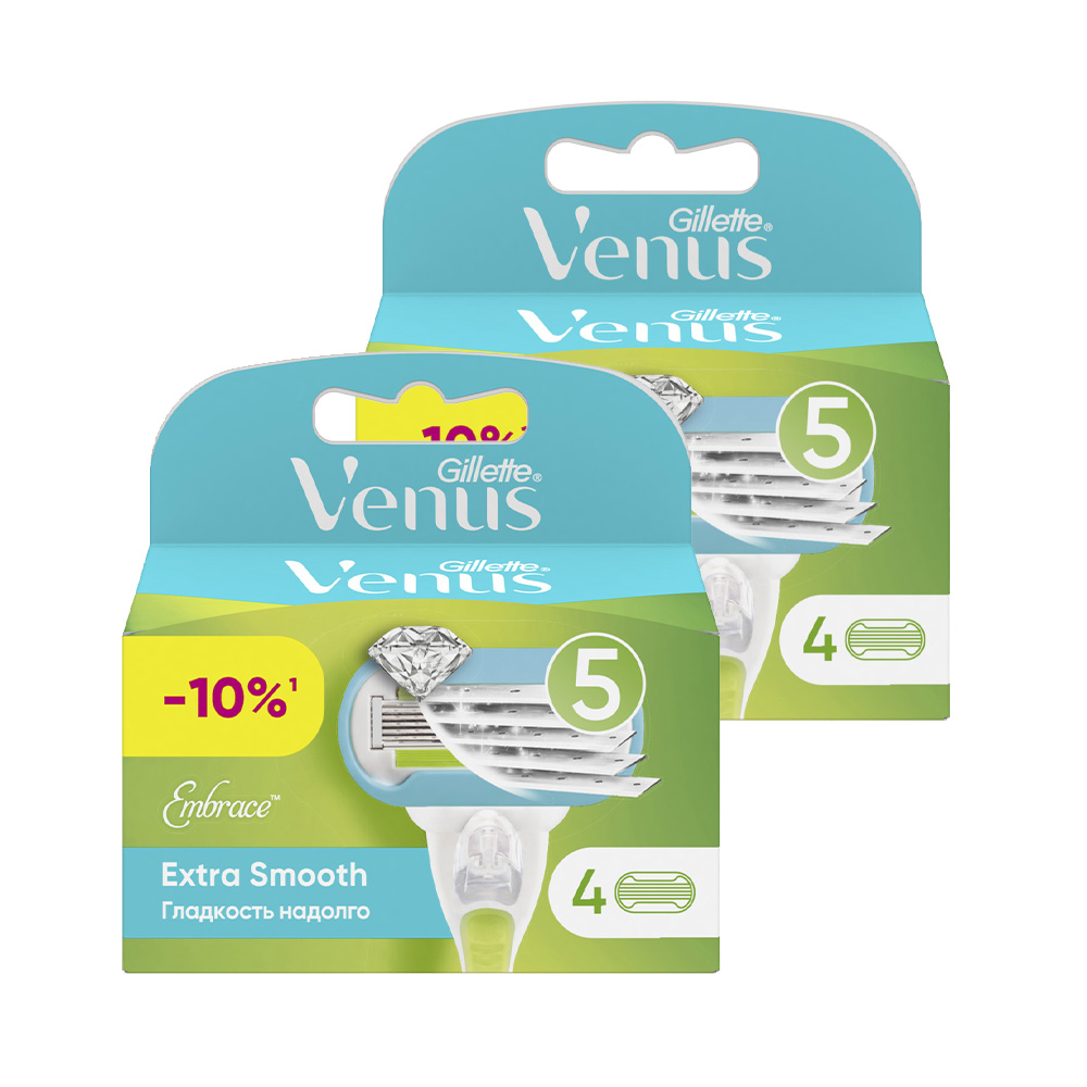 Сменные кассеты для бритвы Gillette Venus Extra Smooth Embrace, 4+4 (8 шт) сменные кассеты для бритвы gillette venus embrace 6 шт