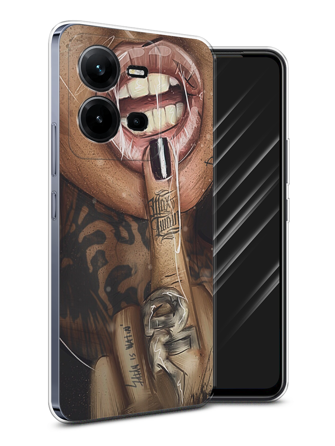 

Чехол Awog на Vivo V25 / Виво V25 "Девушка с татуировками", Бежевый;розовый;черный