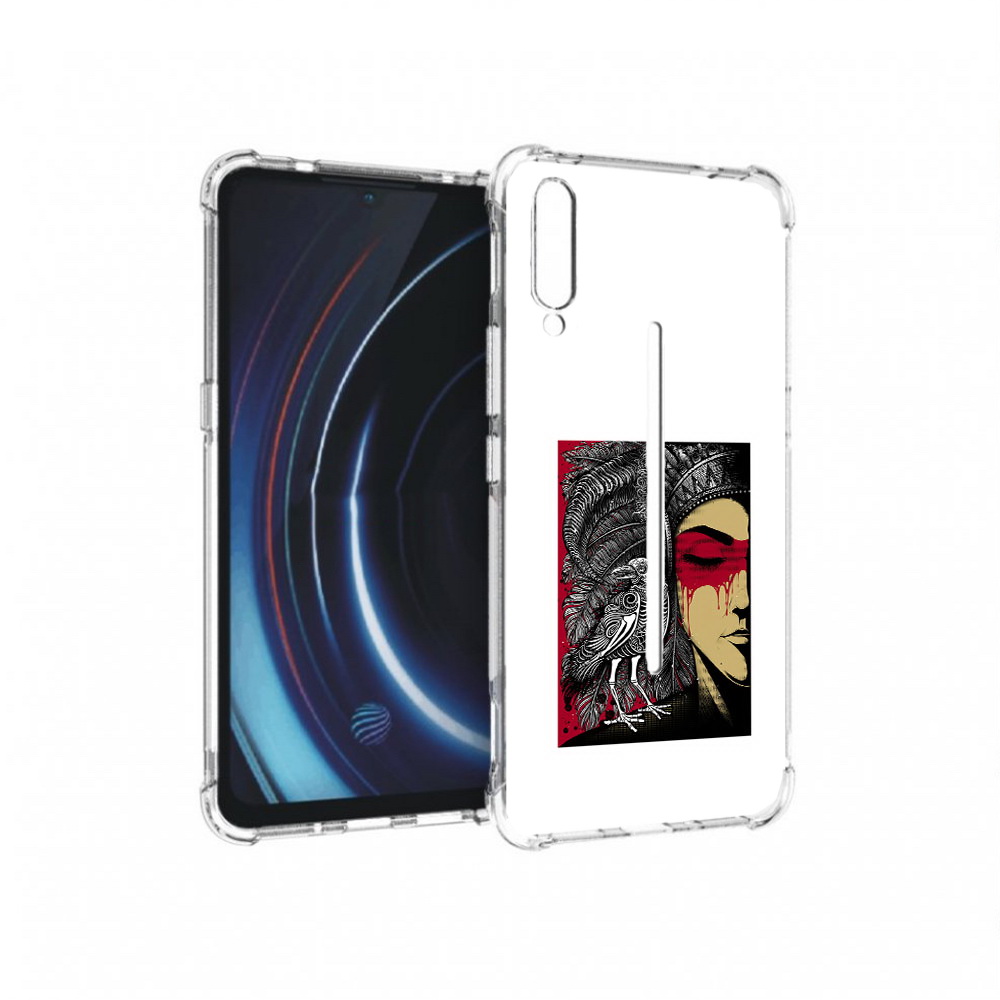 

Чехол MyPads Tocco для Vivo iQOO девушка с вороном в абстракции (PT226955.389.311), Прозрачный, Tocco