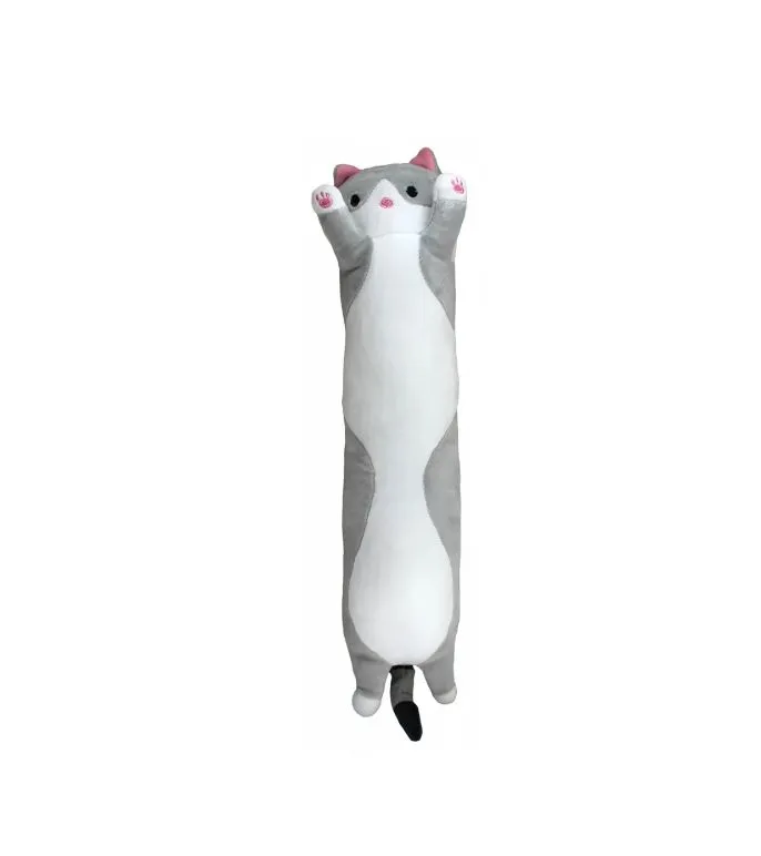 фото Кот батон худой 70 см мягкая игрушка подушка длинный серый обнимашка антистресс кот-ба original toys