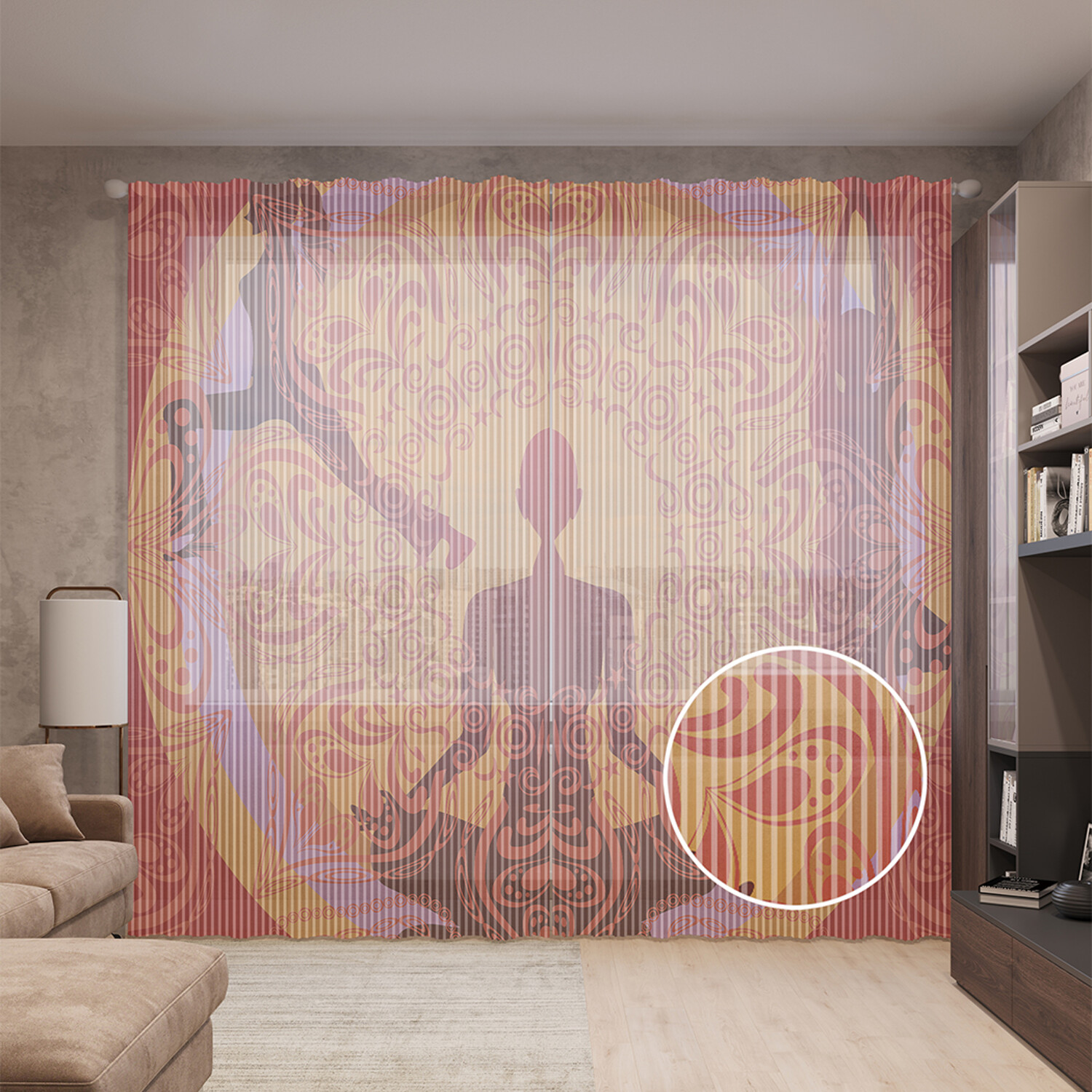 

Тюль вуаль на шторной ленте с принтом JoyArty "Энергетическая мандала", 310х265 см, Энергетическая мандала