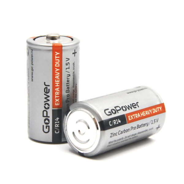 Батарейка С солевая GoPower R14 в термопленке 2шт. 00-00015596