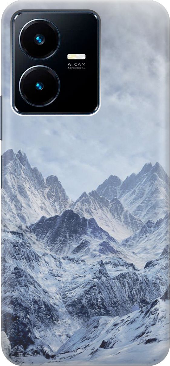 

Силиконовый чехол на Vivo Y22 с принтом "Снежные горы", Белый;голубой, 157787