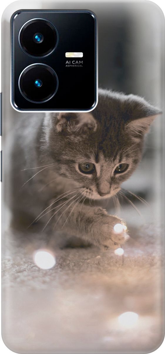 

Силиконовый чехол на Vivo Y22 с принтом "Котенок и свет", Белый;коричневый, 157791