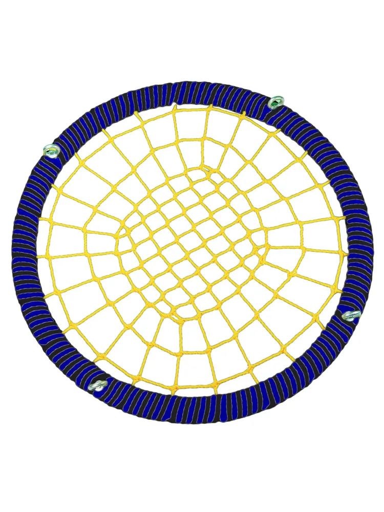 

Качели-гнездо JINN ЦП/РГ/140/102/16/8/Ч/С-Ж/КГ 140x140 см синий, желтый, 140 круг 102 обод 16 и 8 канат рымгайки ЦП