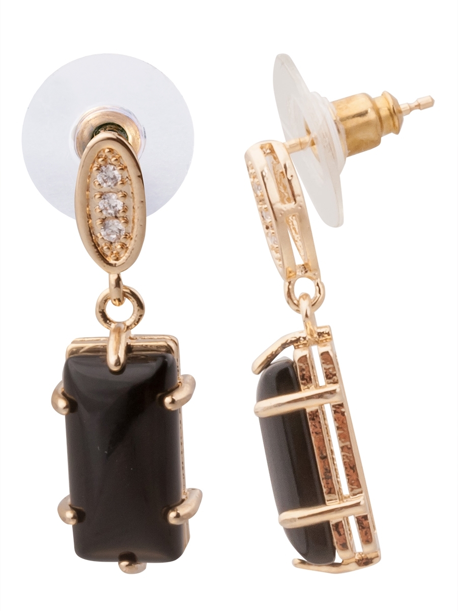 

Серьги из ювелирного сплава Lotus Jewelry 3043E-23on, оникс/циркон, 3043E-23on