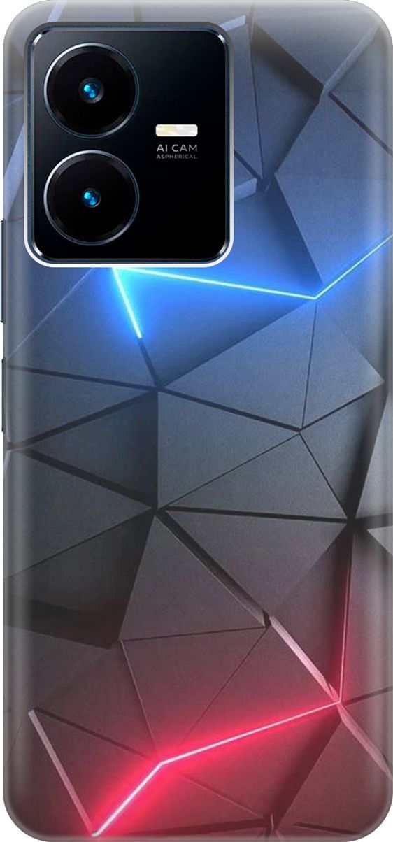 

Силиконовый чехол на Vivo Y22 с принтом "Графитовые грани", Серый;синий, 157782
