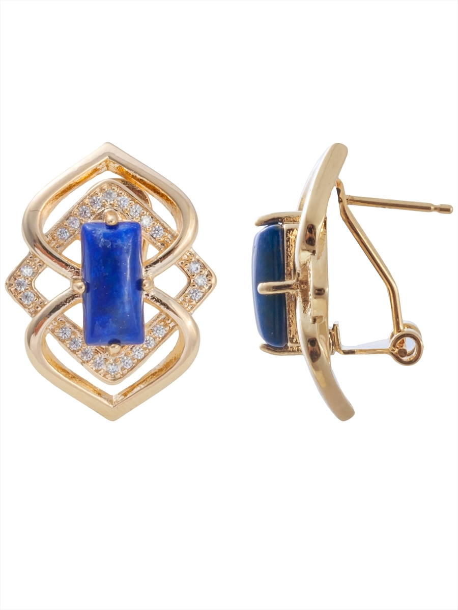 

Серьги из бижутерного сплава Lotus Jewelry 3043E-05la, лазурит/циркон, 3043E-05la