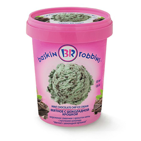 

Мороженое сливочное Baskin Robbins Мятное с шоколадной крошкой БЗМЖ 500 мл
