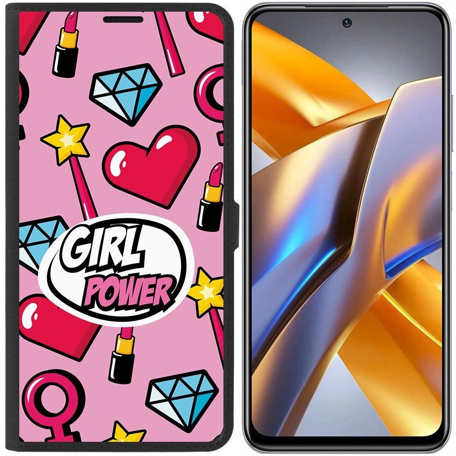 

Чехол-книжка Eco для Poco M5s Girl Power (черный)