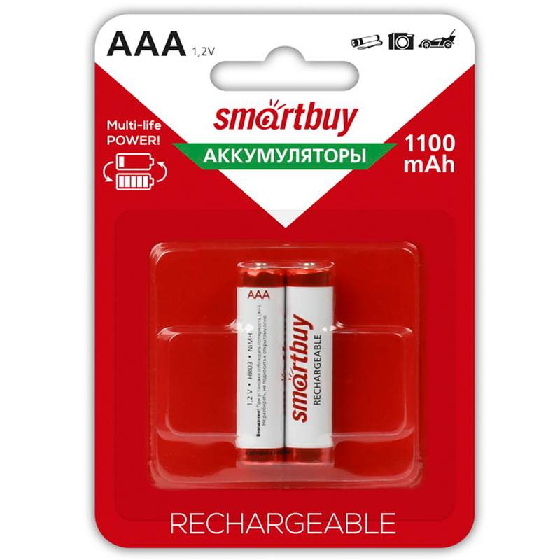 

(2 шт.) - Аккумулятор Smartbuy AAA (HR03) 1100mAh 2BL (арт. 281654)