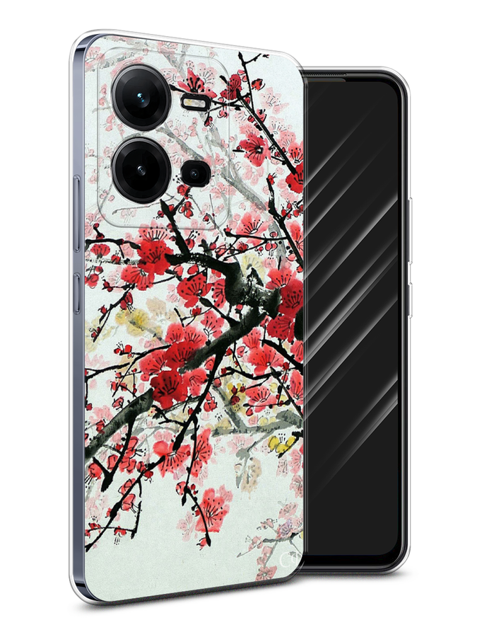 

Чехол Awog на Vivo V25 / Виво V25 "Сакура", Розовый;черный