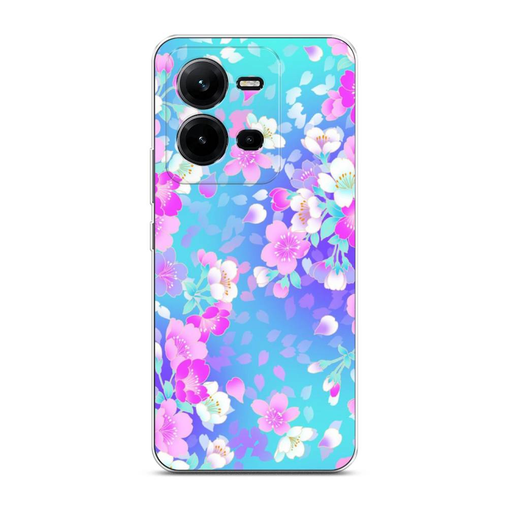 

Чехол Awog на Vivo V25 / Виво V25 "Яблоневые цветы", Голубой;розовый;белый