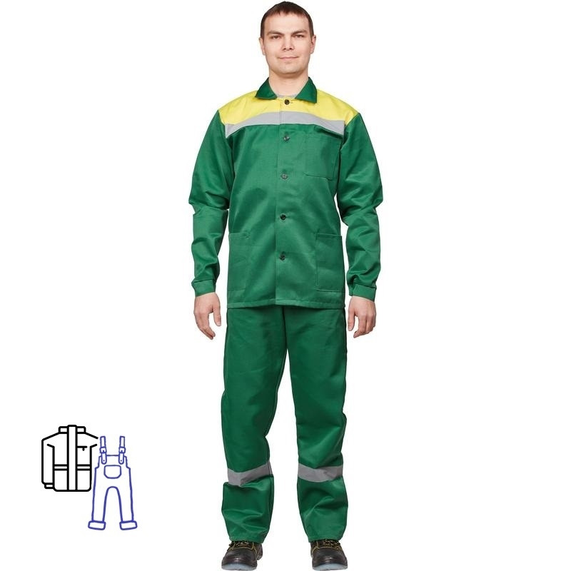 Костюм рабочий NoBrand 395795-K зеленый/желтый 56-58, 170
