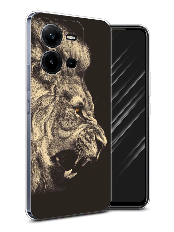 

Чехол Awog на Vivo V25 / Виво V25 "Львиный рык 2", Бежевый;черный
