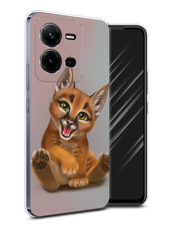 

Чехол Awog на Vivo V25 / Виво V25 "Малыш рыси", Оранжевый;серый