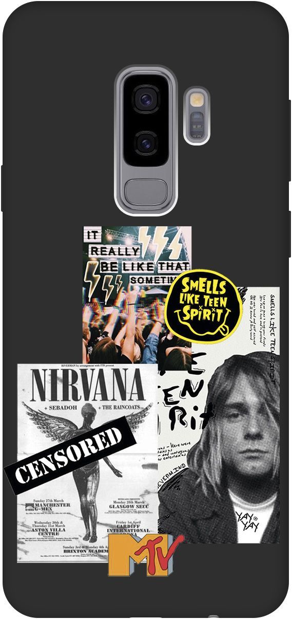 

Матовый чехол на Samsung Galaxy S9+ с принтом "Nirvana" черный, Черный;белый, 8452