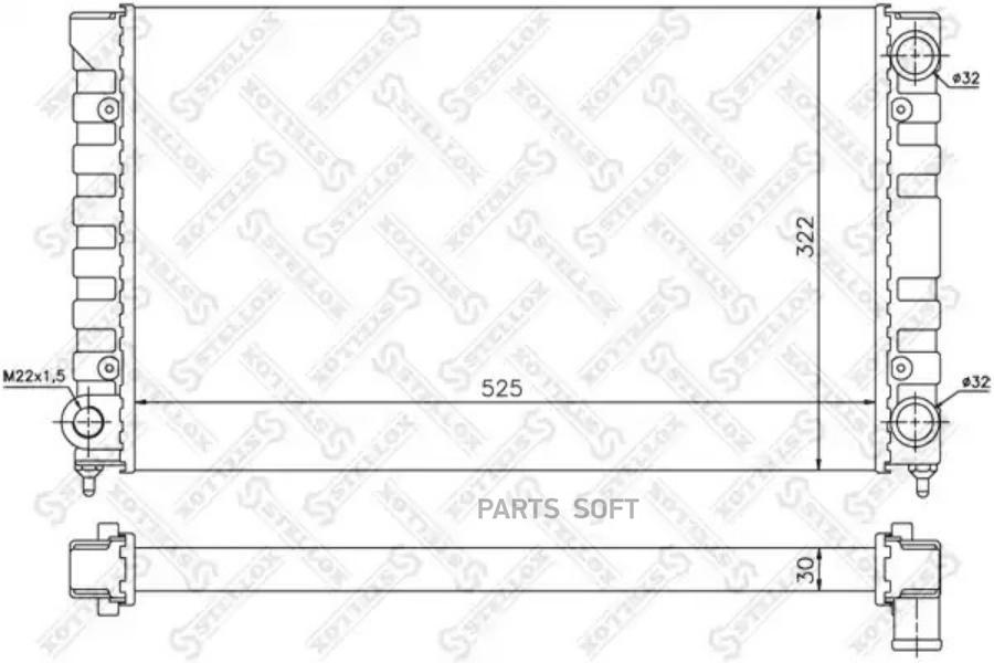 

STELLOX 1026574SX 10-26574-SX радиатор системы охлаждения МКПП\ Seat Toledo I 1.6i 8V 97-