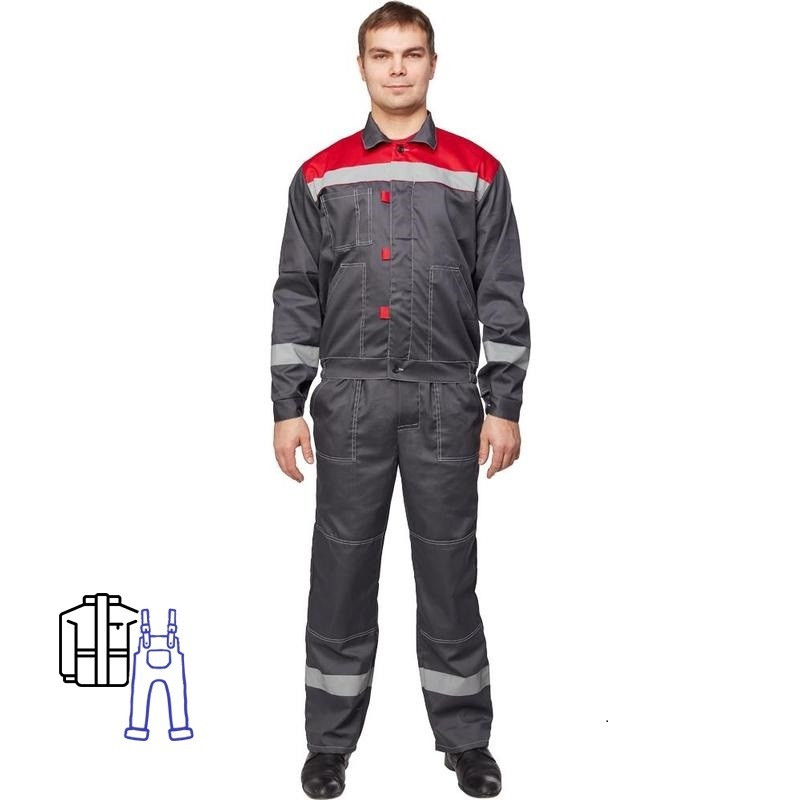 

Костюм рабочий NoBrand 829809-K серый/красный 44-46, 182-188