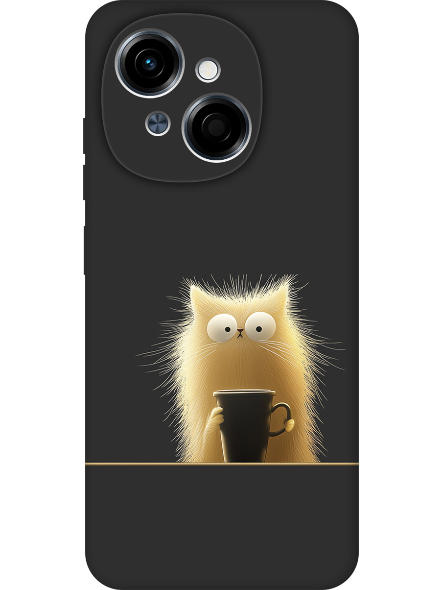 

Силиконовый чехол на Tecno Spark Go 1/Pop 9 с принтом "Котик с кружкой" матовый черный, Черный;золотистый;белый, 786716912
