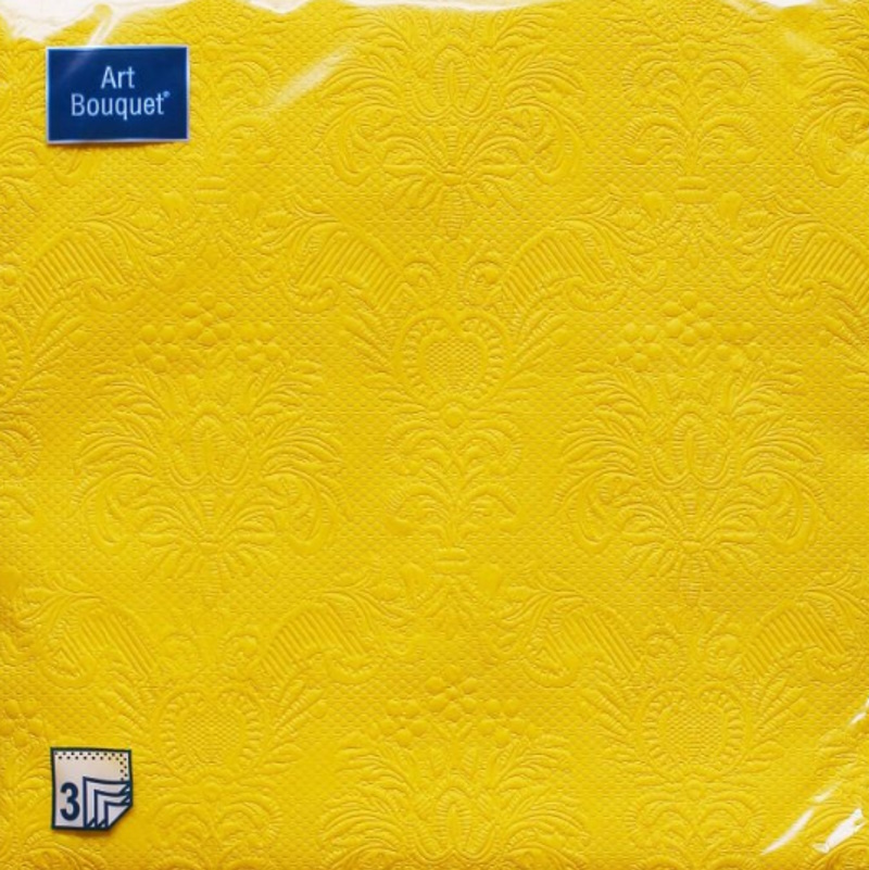Набор из: 1. Салфетки бумажные трехслойные Барокко. Жёлтый x 4 шт.