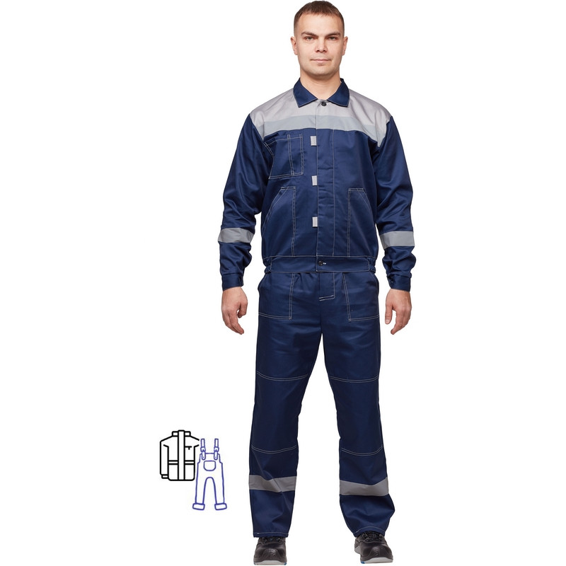 

Костюм рабочий NoBrand 1021447-K серый/синий 56-58, 158-164