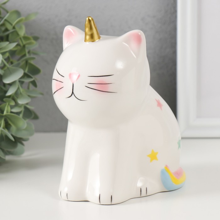 

Копилка керамика 'Котик-единорог' 13х10х16 см