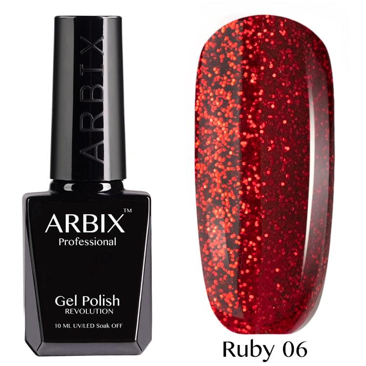 Гель-лак Arbix Ruby 06 Красный Песок 10 мл 270₽