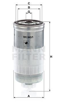 

Фильтр топливный MANN-FILTER WK845/1, фильтр топливный WK845/1
