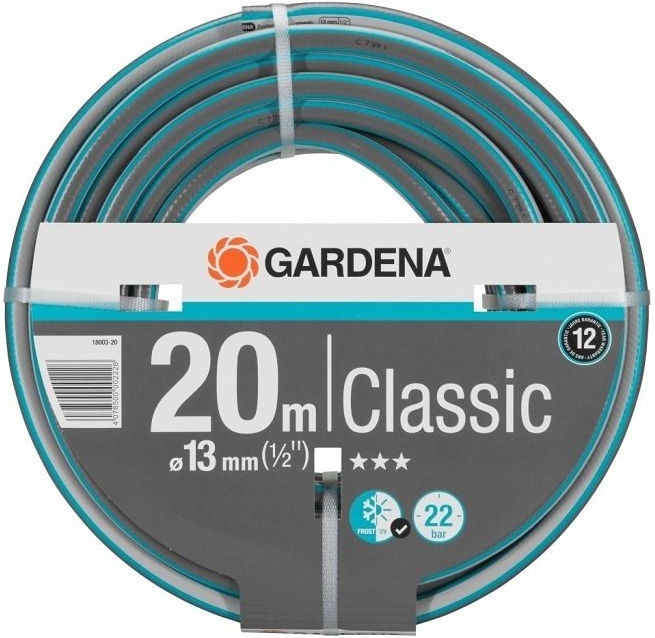 фото Шланг gardena classic 1/2" 20м поливочный армированный серый/зеленый (18003-20.000.00)